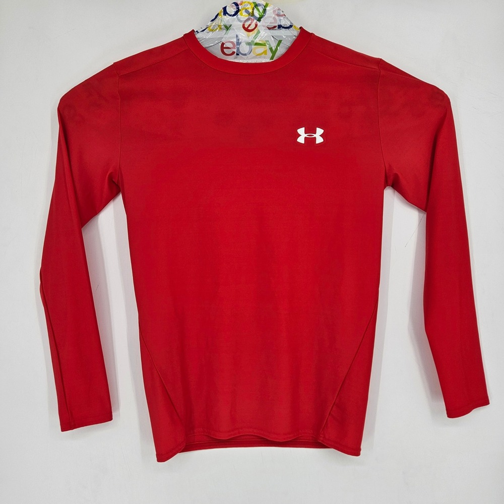 Under Armour Compression Shirt Mens 2XL Red Heatgear Long Sleeve Sports Football